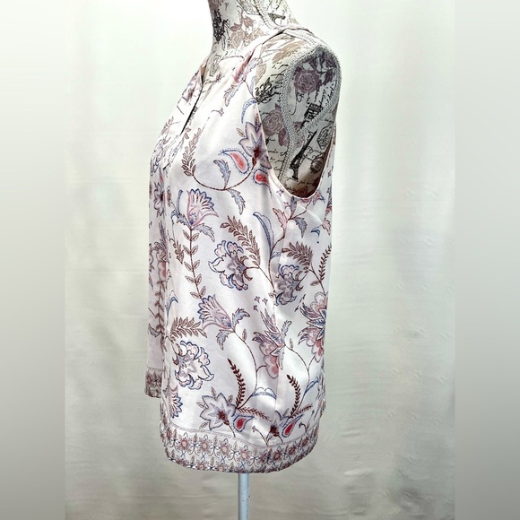 🛍️ ANTIBES‎ BLANC Pale pink floral sleeveless blouse size S. - Picture 4 of 12